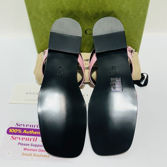 Gucci Divine 37/ US 7 Sandals Dolly Pink Leather Horsebit Slingback Strap NIB - Picture 10 of 13